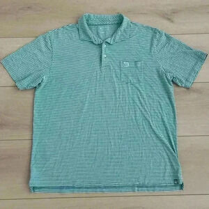 Peter Millar Mens Size XL Blue Green Stripped Polo Shirt cotton blend, excellent
